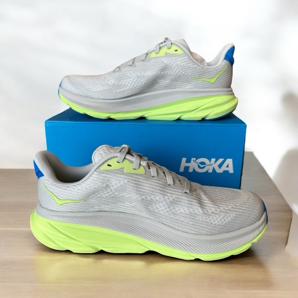 HOKA ONE ONE Y Clifton 9 Youth 4.5/Women 6 MD 1131170 STLC Gray Volt Blue NEW - Picture 3 of 8